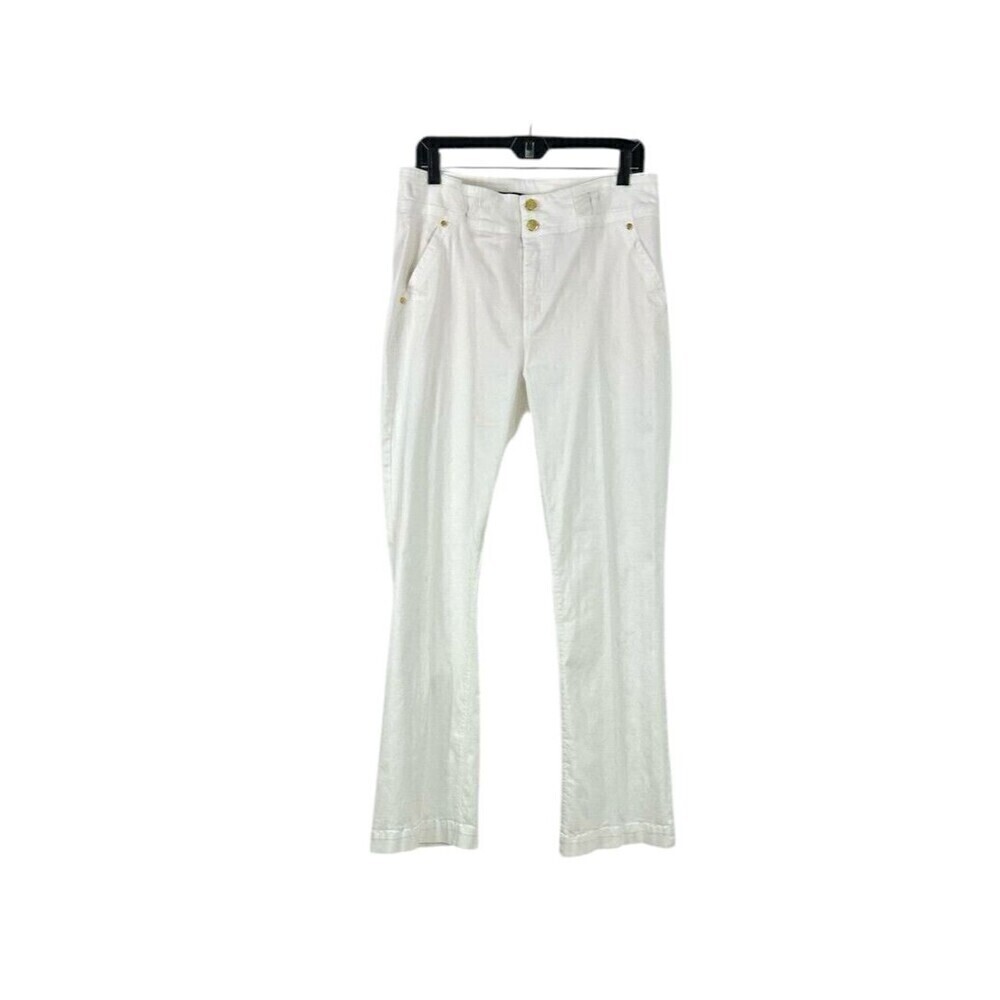 One 5 One Womens Jeans Size 16 White Straight Leg High Rise Stretch Trousers H2
